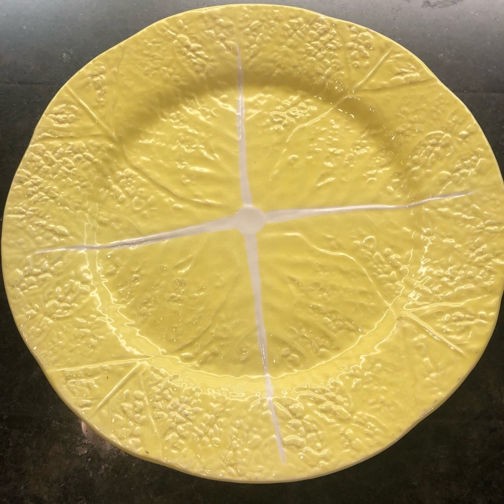 Vintage Secla Portugal Ceramic Pottery ‘Yellow Cabbage Leaf’ Platter